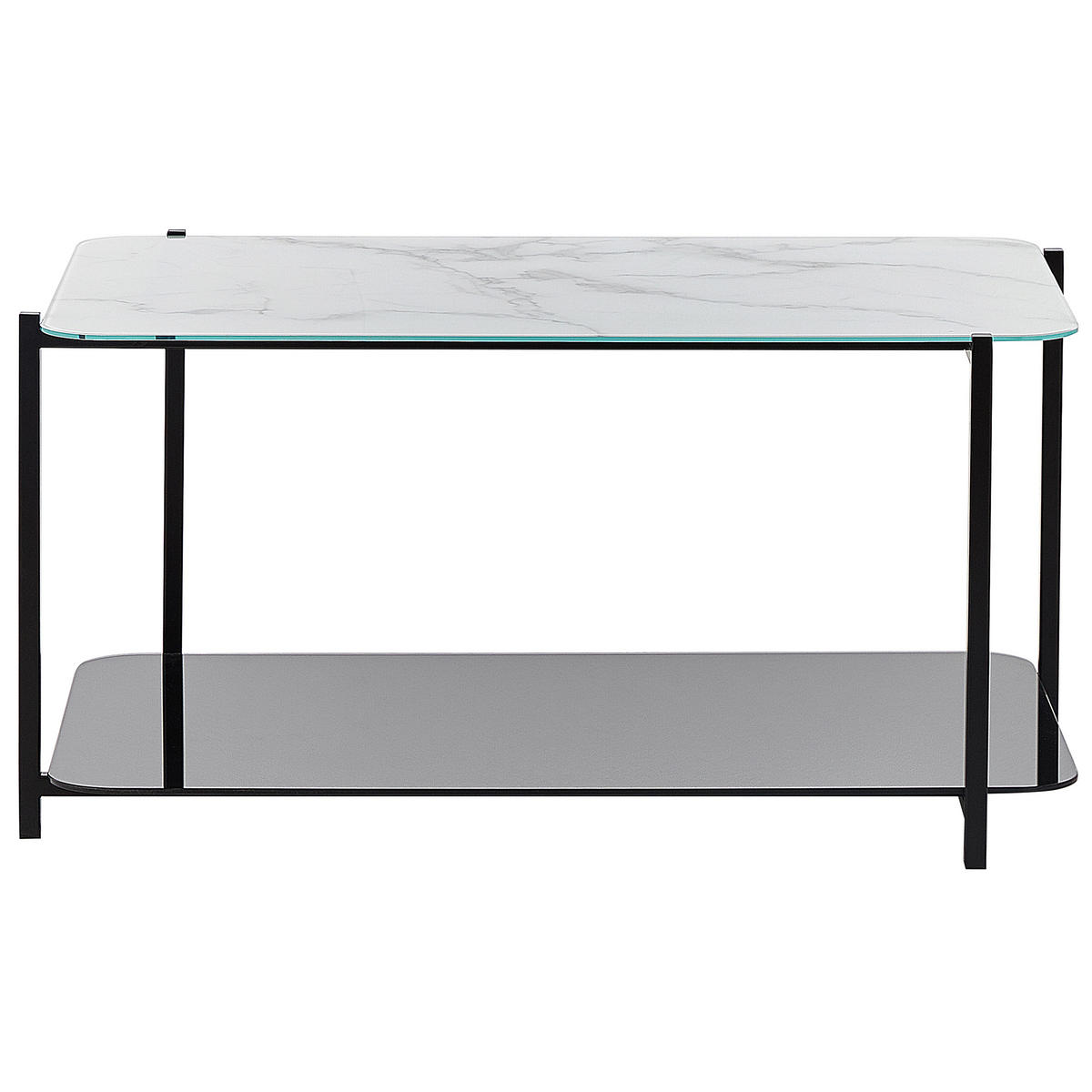 COUCHTISCH Marmor Optik Weiß/Schwarz rechteckig Gloster - Schwarz/Weiß, Glas (47/77/40cm) - Beliani