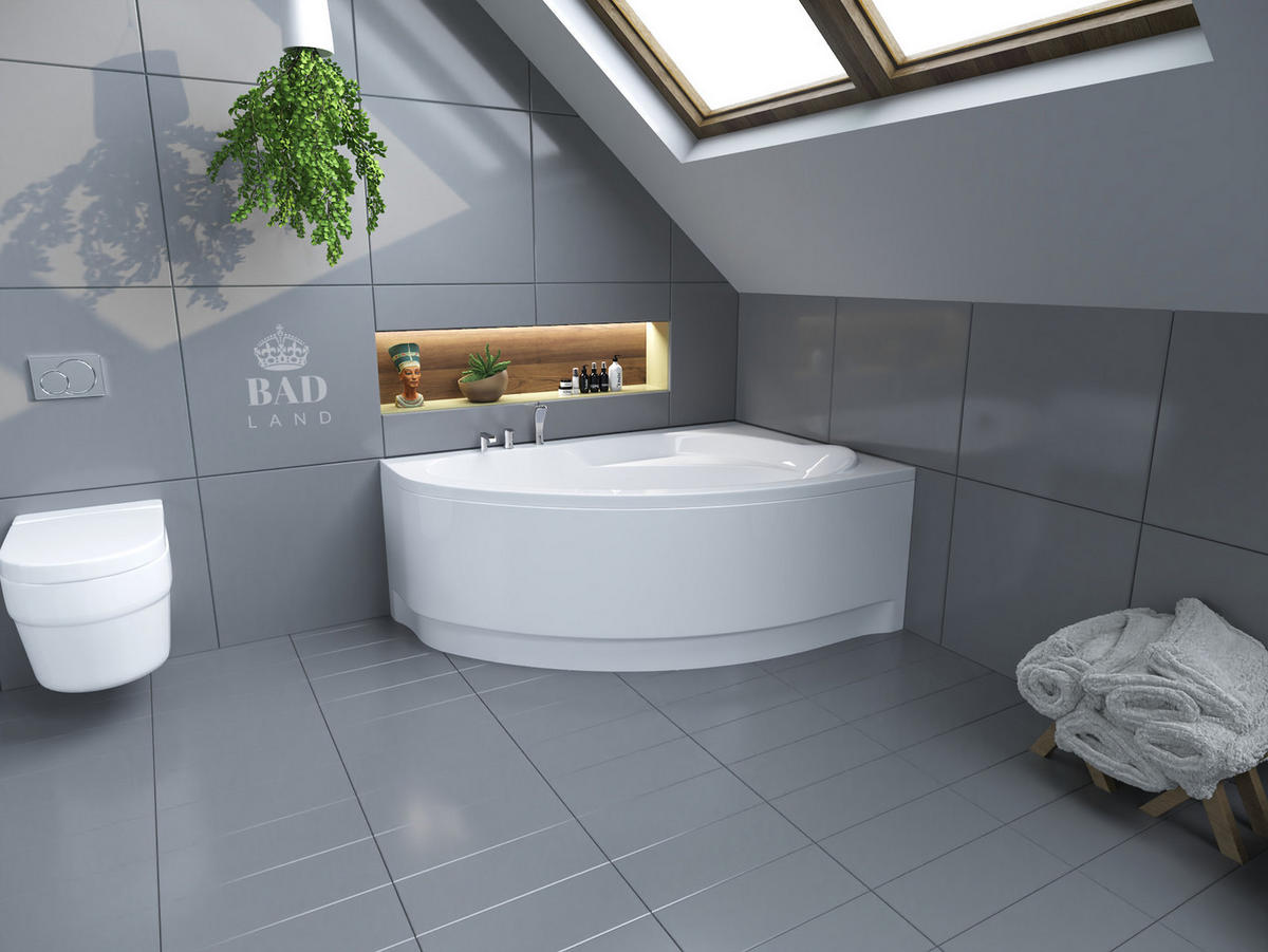 BADEWANNE Eckwanne MAREA 150/100 Rechts Ablauf & Füße - Weiß, Kunststoff (100/57.5/150cm) - bad land