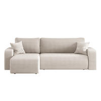ECKSOFA L-FORM Schlaffunktion Und Bettkasten Eckcouch MILANO L Stoff Dicker Cord Beige Links - Beige, Holz/Textil (142/244cm) - Kaiser Möbel