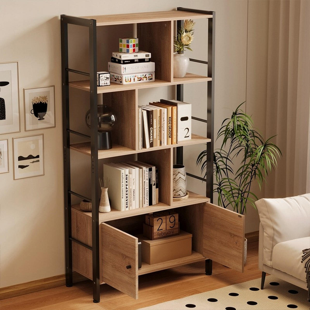 BÜCHERREGAL, braun, 30/74/155 cm - Braun, Holzwerkstoff (73/155/30cm)