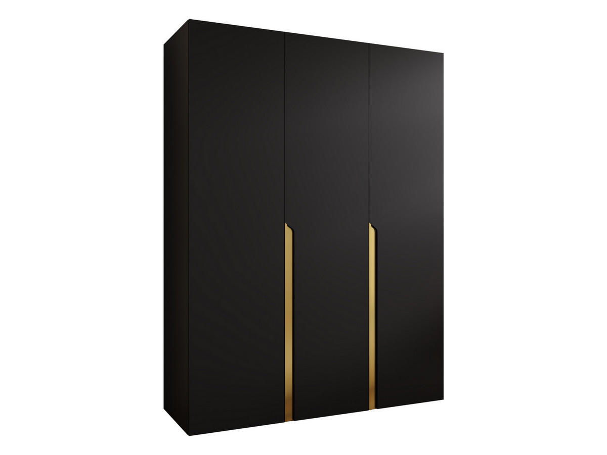 DREHTÜRENSCHRANK Mila I 150 - Goldfarben/Schwarz, Holzwerkstoff/Kunststoff (150/202/52cm) - MIRJAN24