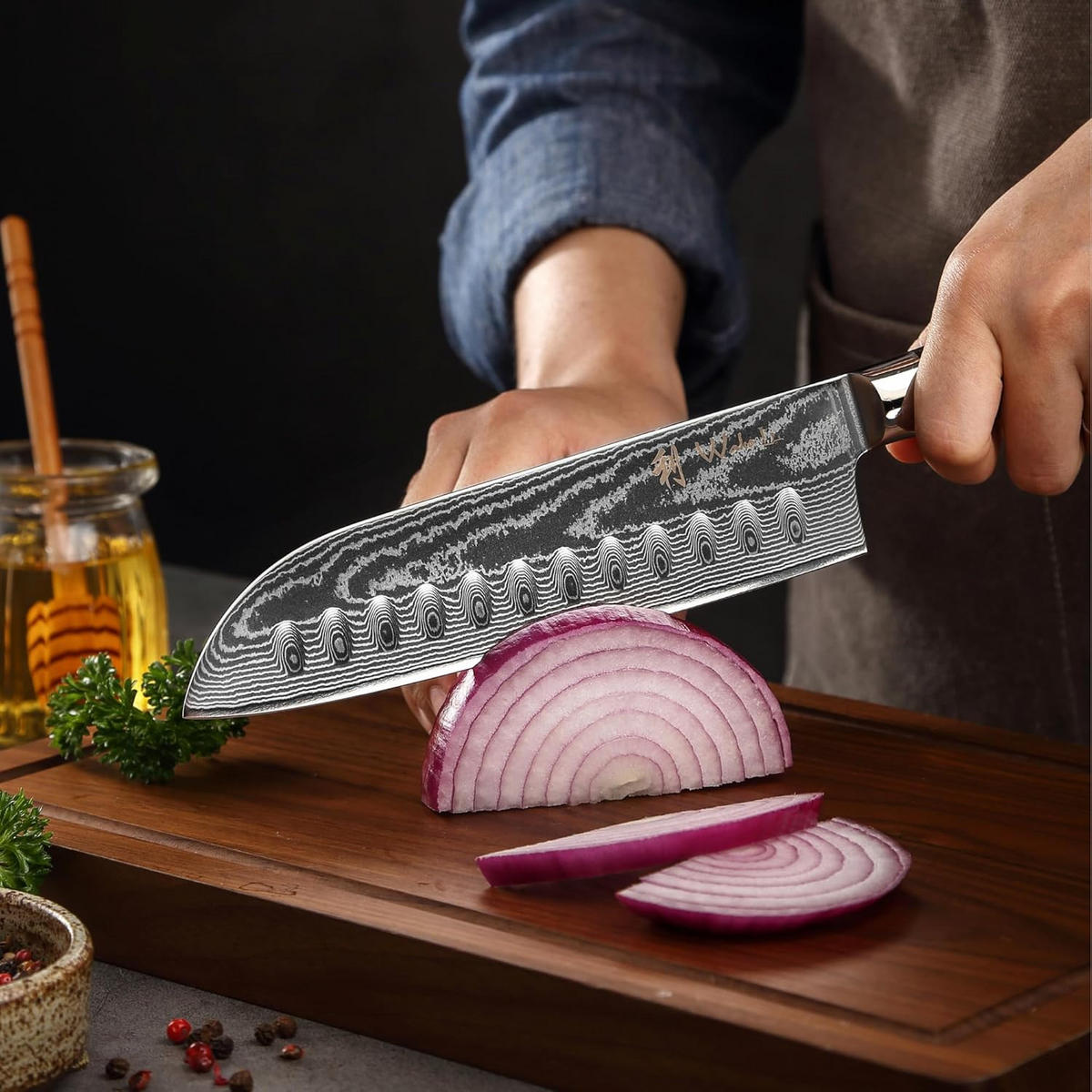 SANTOKUMESSER-SET 2-TEILIG 12–18 cm - Braun, Holz/Metall - Wakoli