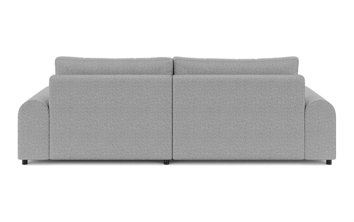 ECKSOFA mit Schlaffunktion, Bettkasten, extrabreite Ottomane rechts, abgerundete Armlehnen, B240/T145/H81 cm, Bezug Bouclé-Charakter Grau / 21029 - Schwarz/Grau, Kunststoff/Textil (240/145cm) - luma-home