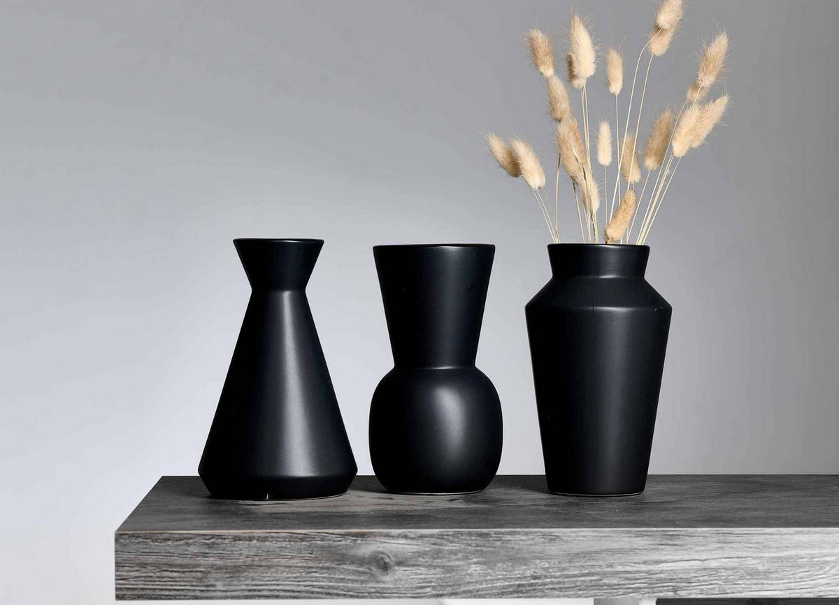 VASEN-SET Kalmar schwarz 20 cm 3er Set - Schwarz, Keramik (20cm) - Ritzenhoff Breker
