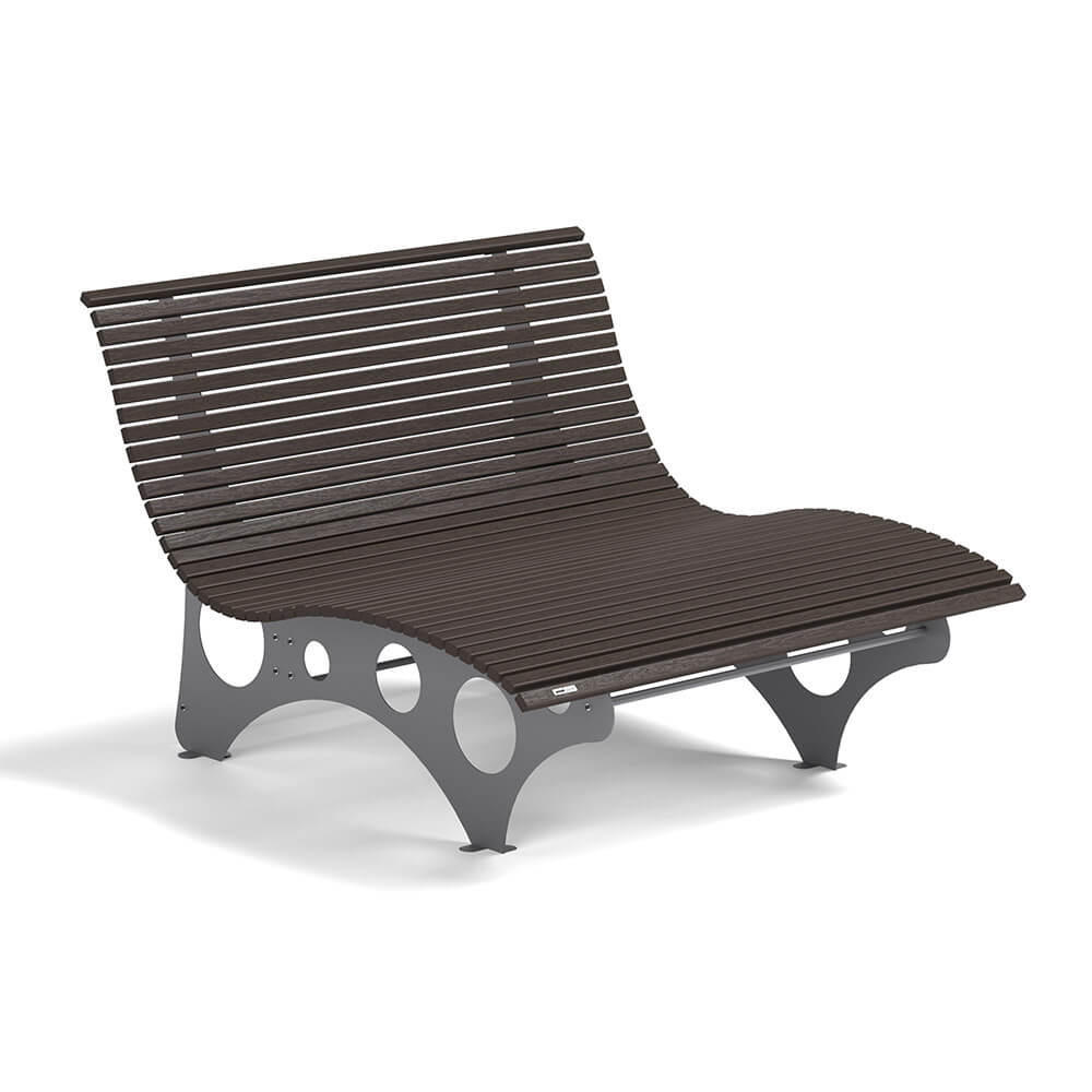 WELLENLIEGE NIRA - Nussbaum - Braun, Holz/Metall (148/105/152cm) - Home Deluxe