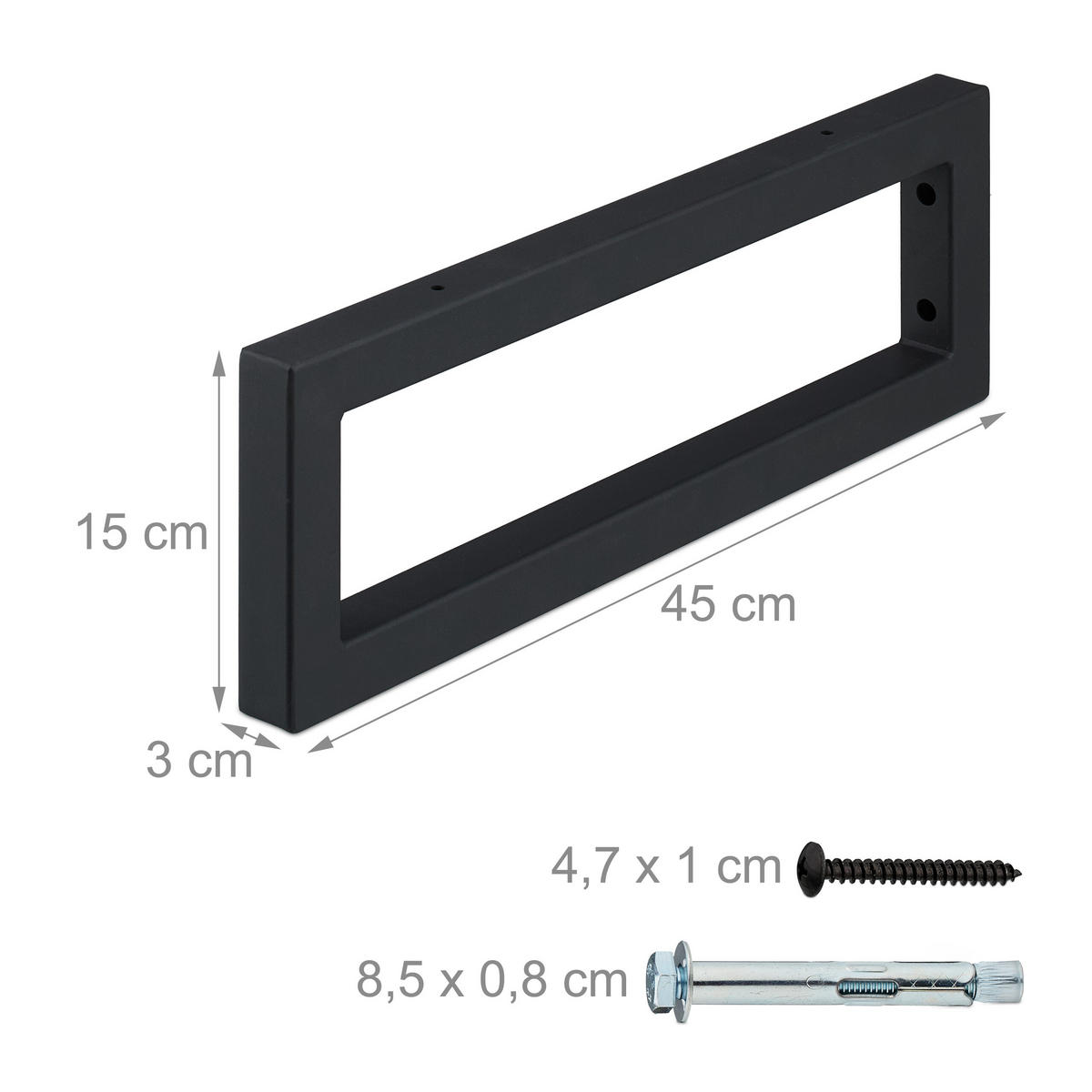2XWANDKONSOLE - Schwarz, Metall (45/3/15cm) - Relaxdays