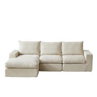 ECKSOFA 251/160/81 cm beige aus Cord mit Chaiselongue, 4 Modulen und 3 Kissen - Beige, Textil (160/251cm) - OKWISH