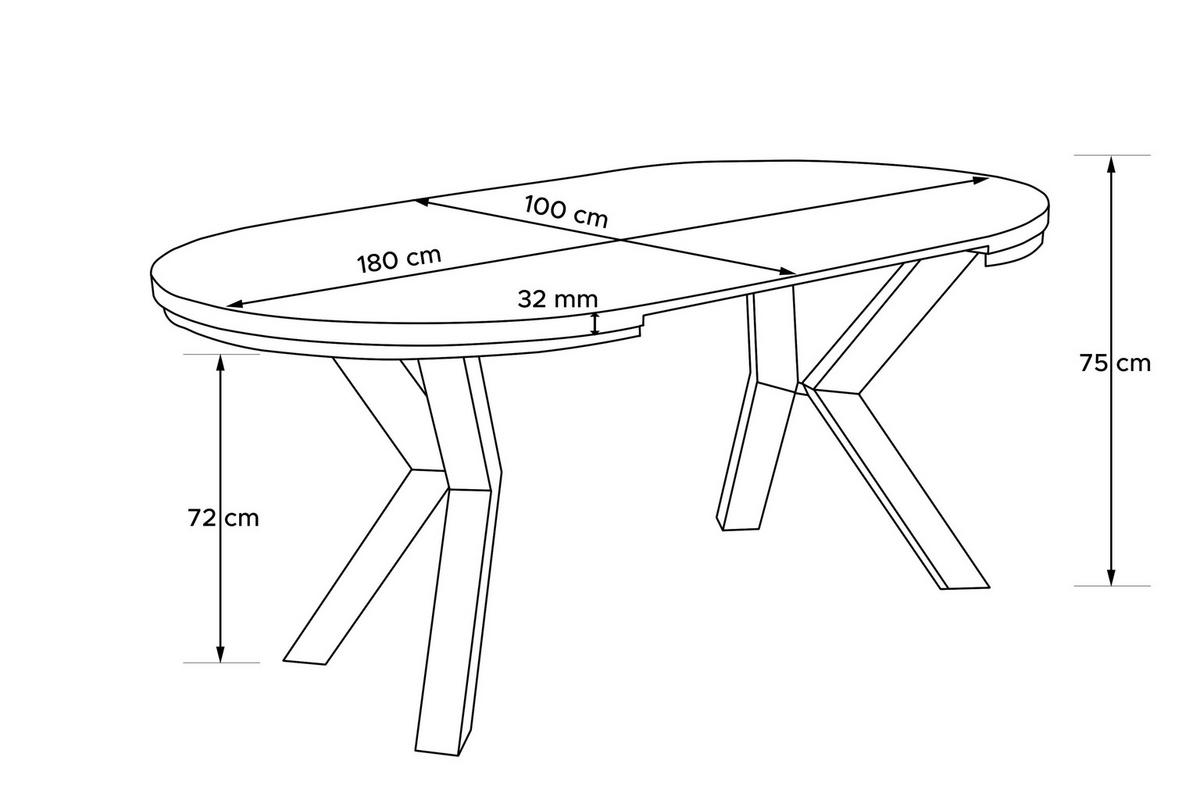 ESSTISCH ROSTEL Ausziehbar 100-180cm Rund, mattschwarz - Schwarz, Holz (100/180/75cm) - KONSIMO®