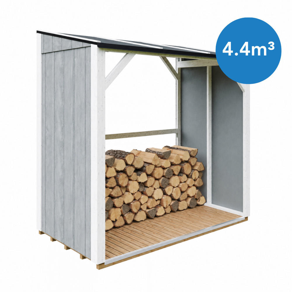 TIMBELA M984-CAVERN STEEL Prístrešok na drevo 2,54 m², prístrešok na palivové drevo s objemom ~4,4 m³ - sivá, drevo (118/220/215cm) - Timbela