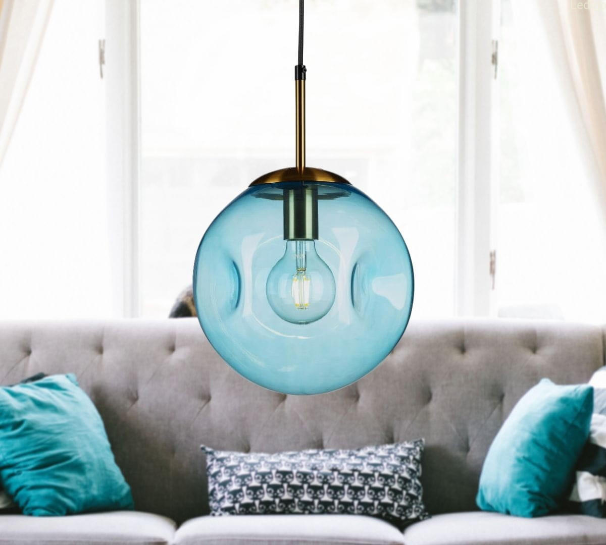 PENDELLEUCHTE Rome Lava - Blau/Transparent, Glas/Metall (25/25/118cm) - kiki design