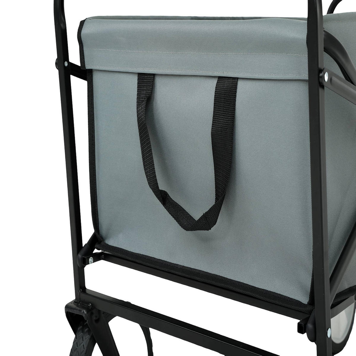 CĂRUCIOR DIN LEMN TIP VAGON, se poate strânge, cu capacitate de încărcare de 110 kg - gri, material textil (50/59/50cm) - RAUMHIRSCH FURNITURE