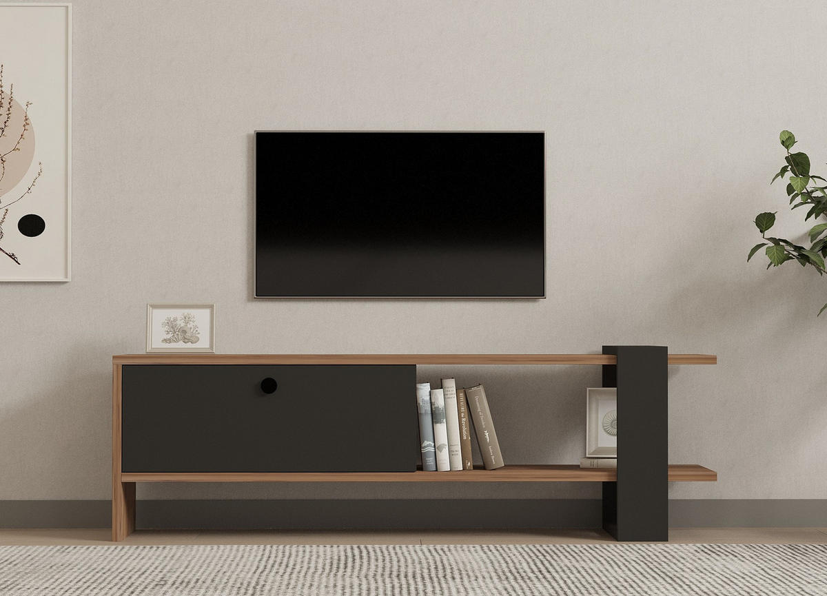 TV-MÖBEL Ova Eiche-Anthrazit - Grau, Holz (120/36/25cm) - Habitat Garten