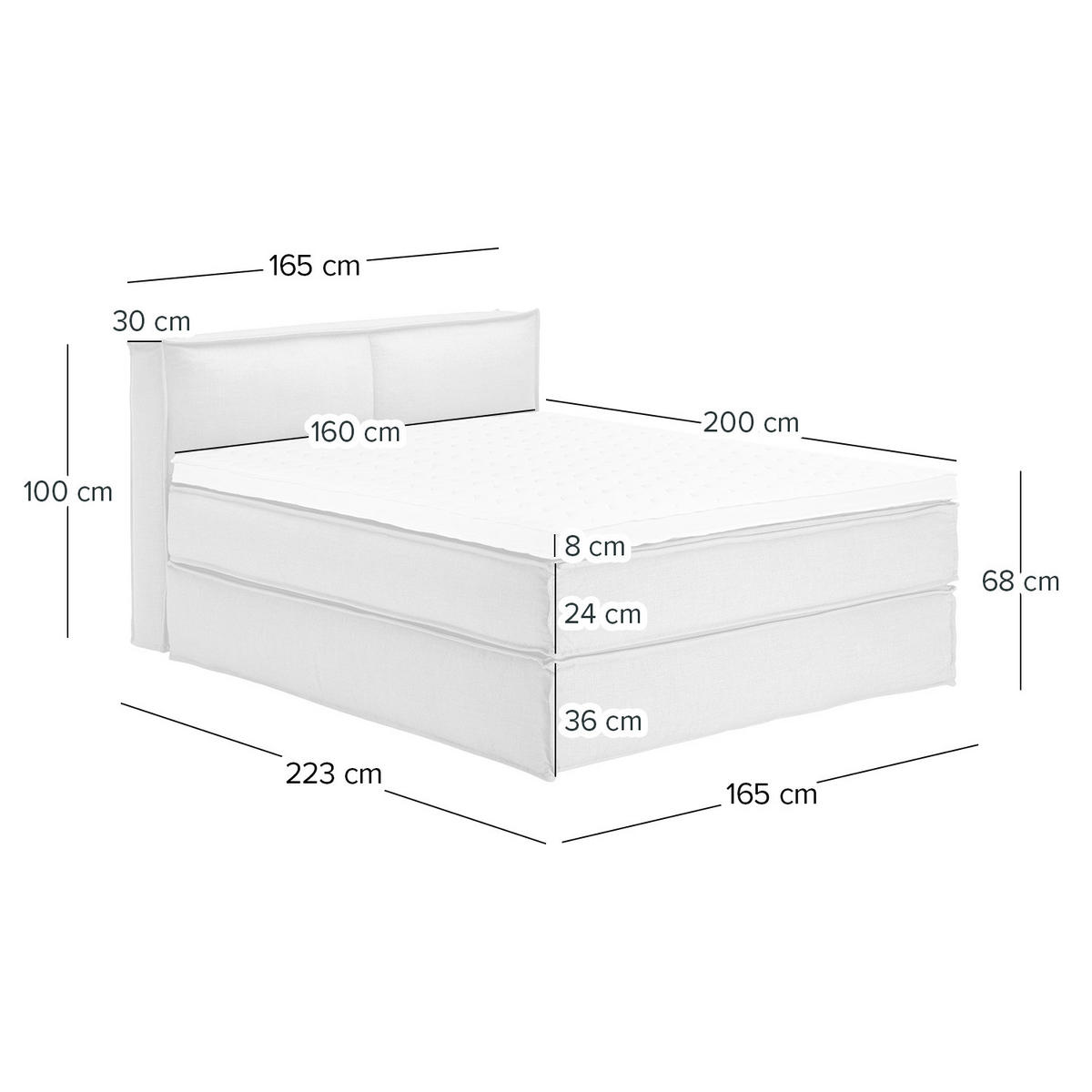 BOXSPRINGBETT mit Kopfteil - Premium - Weiß, Textil (160/200cm) - home24