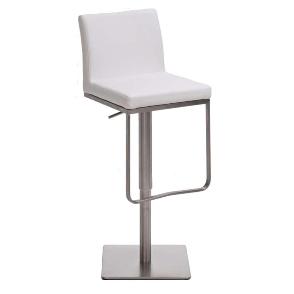 BARHOCKER Carin Kunstleder Weiß Silber - Weiß, Leder/Metall (42/86/44cm) - DELUKE