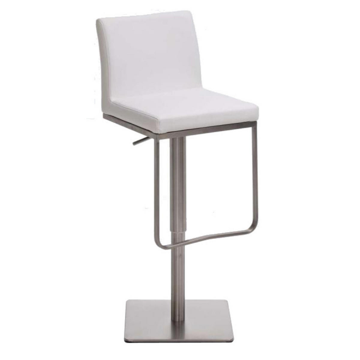 BARHOCKER Carin Kunstleder Weiß Silber - Weiß, Leder/Metall (42/86/44cm) - DELUKE