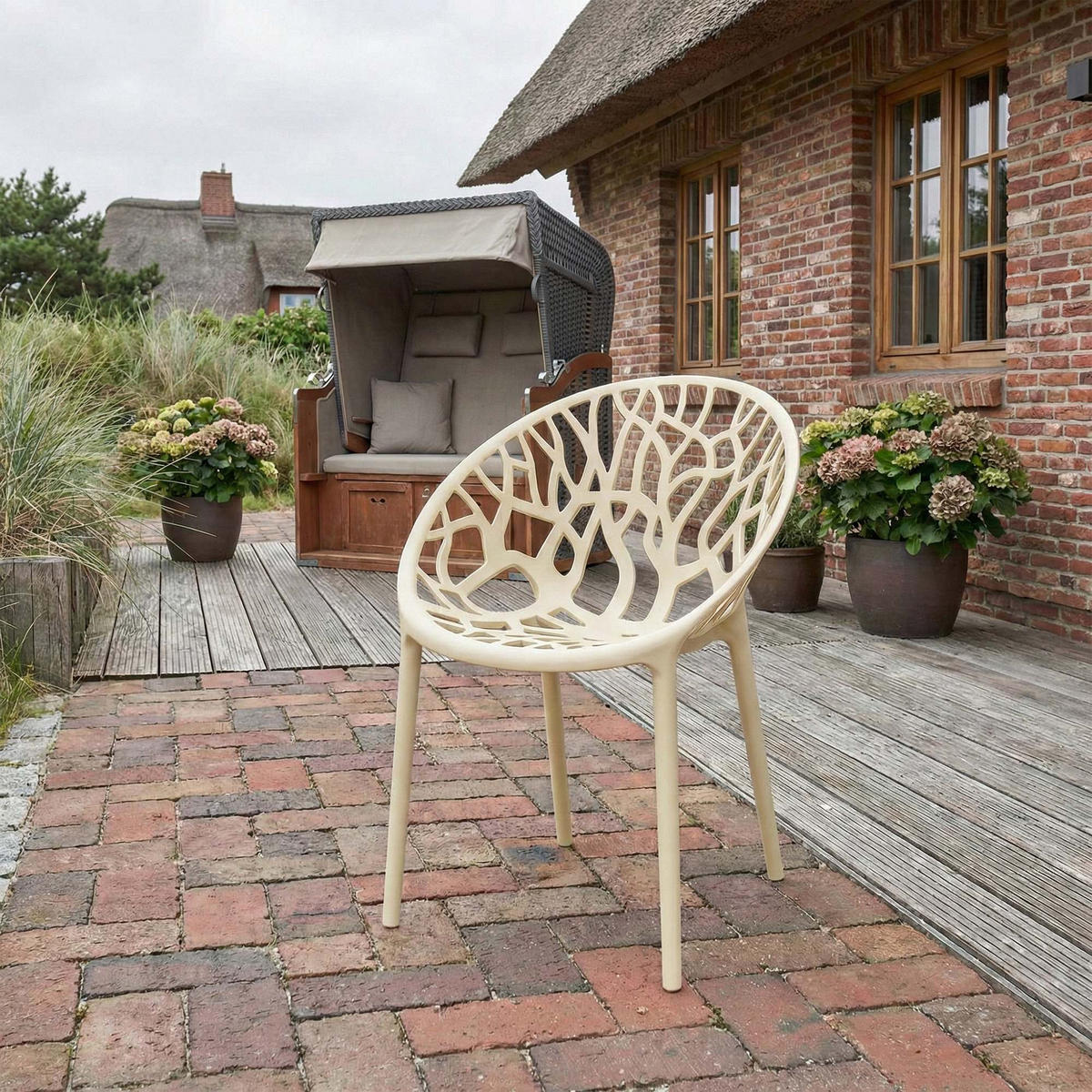 GARTENSTUHL Kunststoff Creme - Creme, Kunststoff (59/80/60cm) - CLP