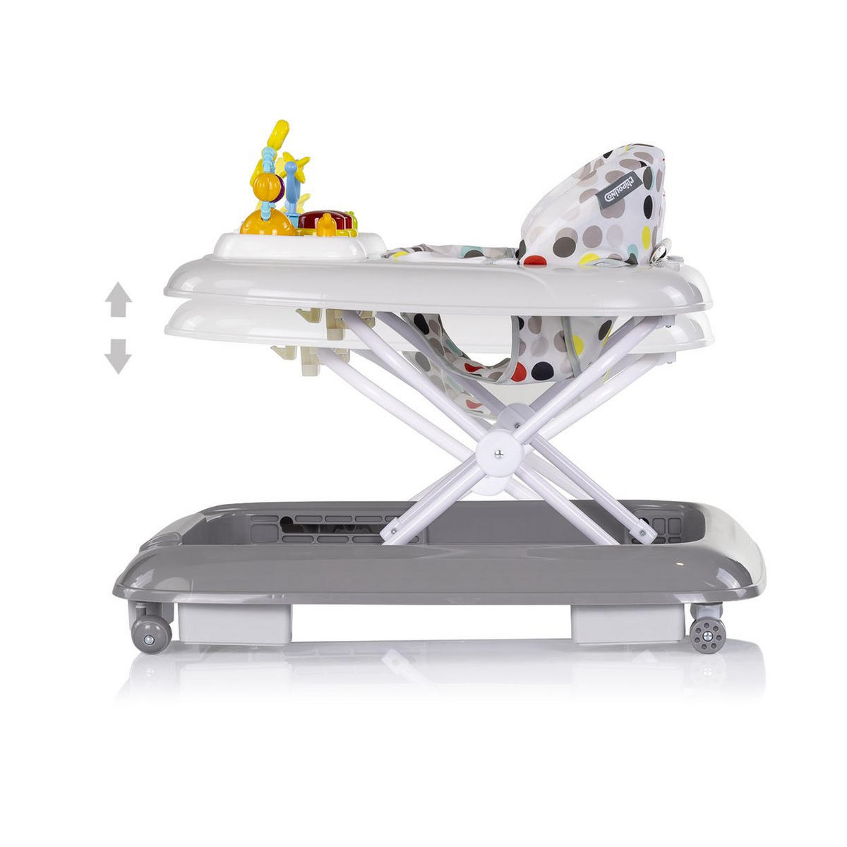 LAUFLERNHILFE Baby Steps Musik grau Spielpanel Räder Stopper klappbar Licht - Grau, Kunststoff (59/54/70cm) - Chipolino