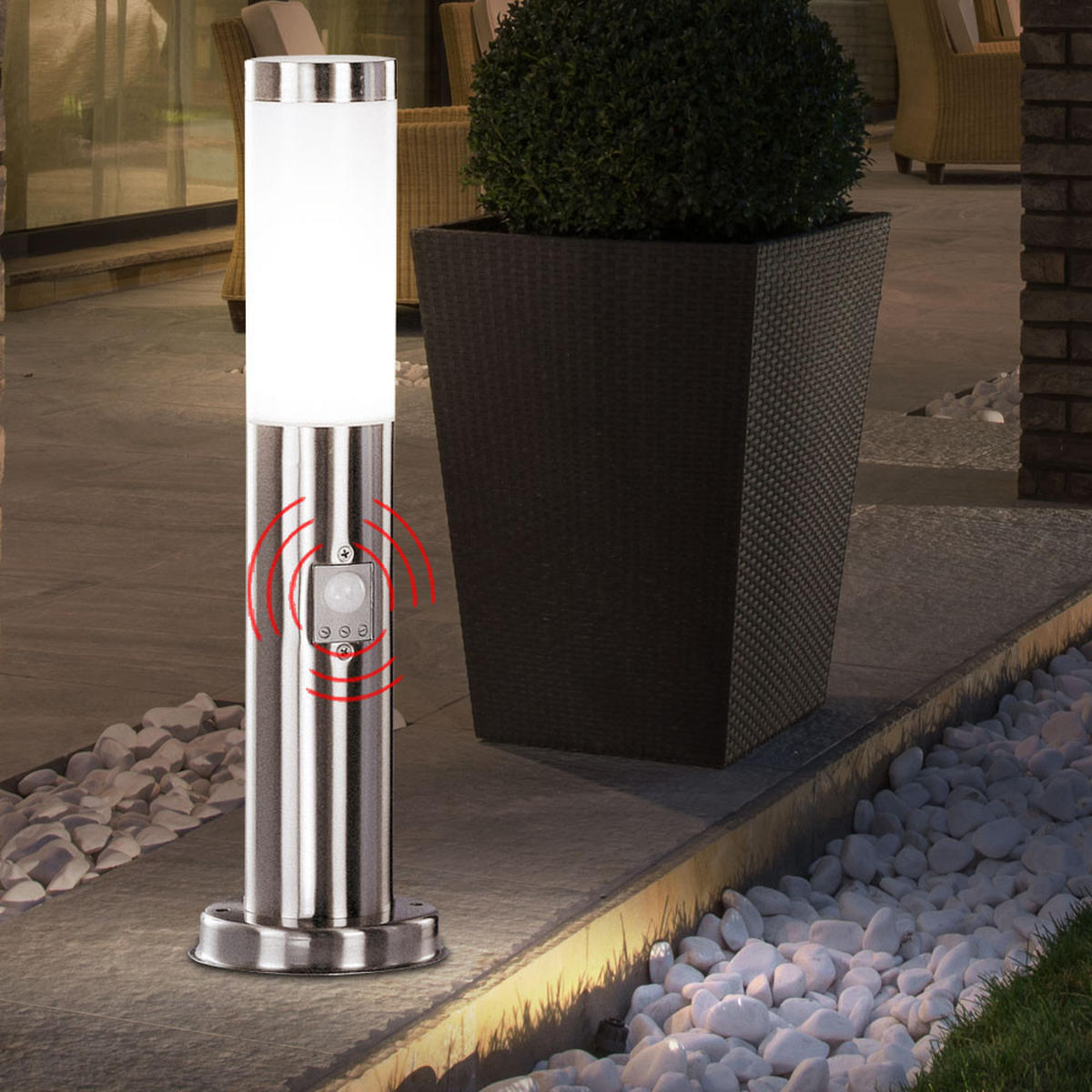 LED STEHLEUCHTE Edelstahl Silber - Silberfarben, Kunststoff/Metall (7.6/45/7.6cm) - Globo Lighting