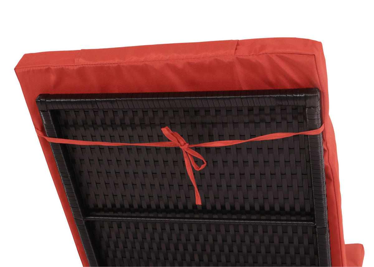 POLY-RATTAN SONNENLIEGE Anthrazit, Orange - Anthrazit/Orange, Kunststoff (71/108/197cm) - MCW