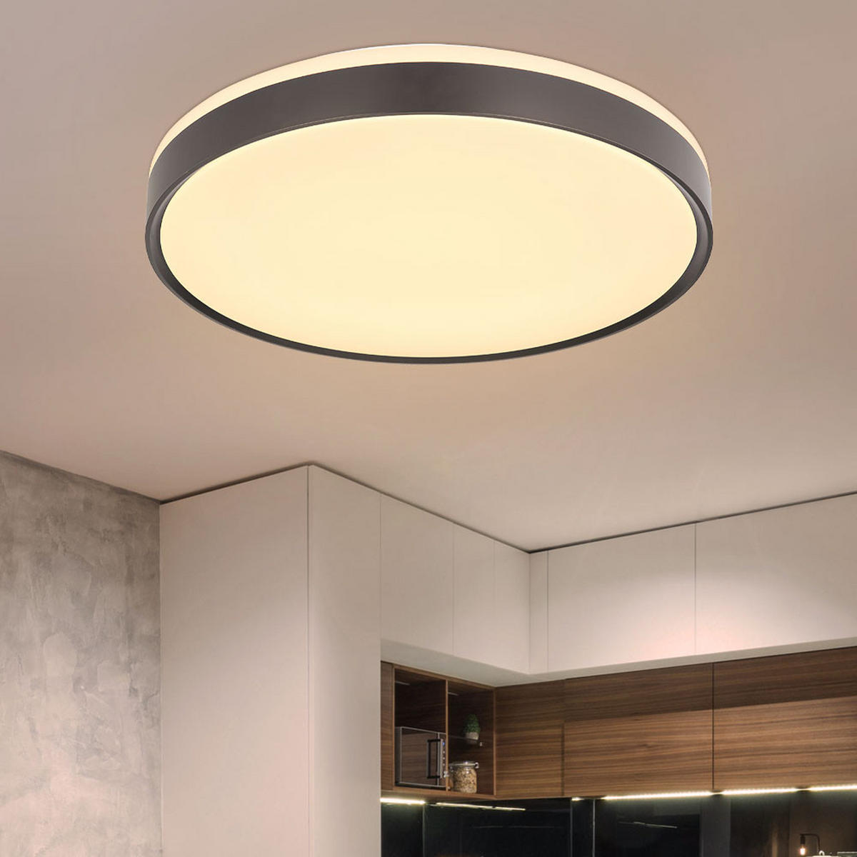 LED DECKENLEUCHTE SONNY Schwarz - Schwarz, Metall (49/49/9cm)