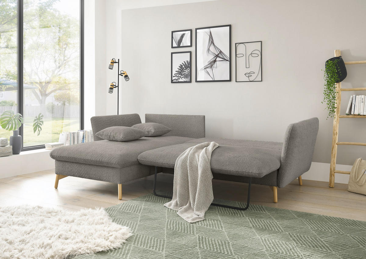 ECKSOFA S11 Ambriamo Hellgrau 258/91/167 cm Recamiere links - Hellgrau, Textil (167/258cm) - Livojo