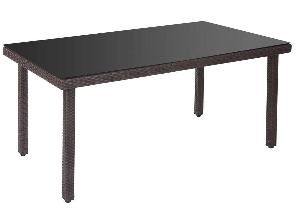 POLY-RATTAN-GARTENTISCH rechteck Braun - Braun, Kunststoff (90/160/74cm) - MCW