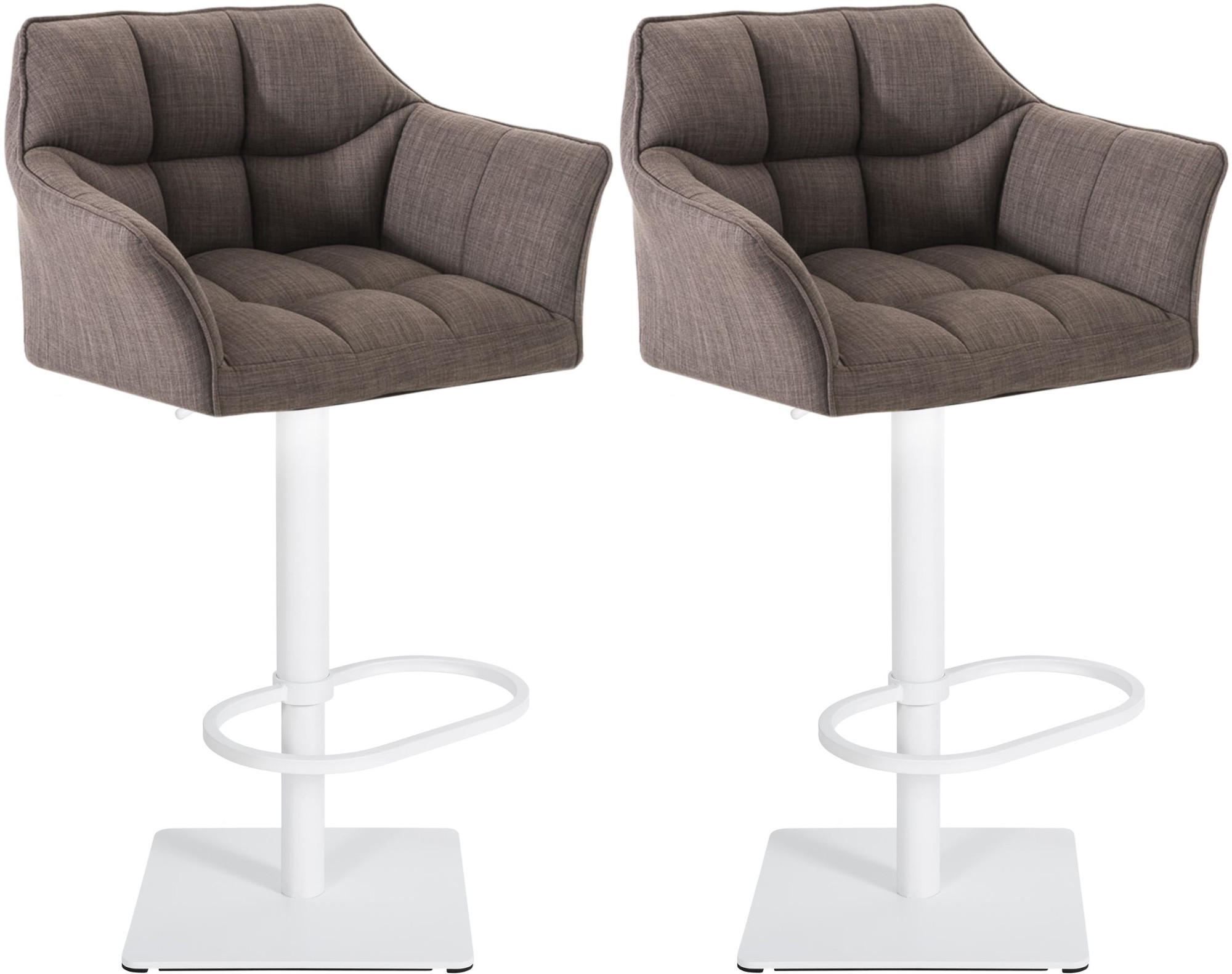 BARHOCKER 2er Set Stoff Grau - Weiß/Grau, Textil/Metall (64/88/45cm) - CLP