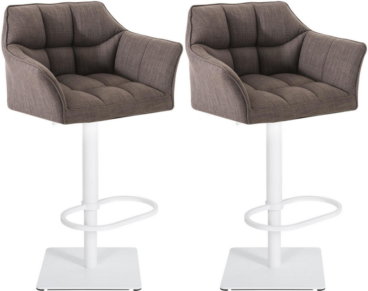 BARHOCKER 2er Set Stoff Grau - Weiß/Grau, Textil/Metall (64/88/45cm) - CLP