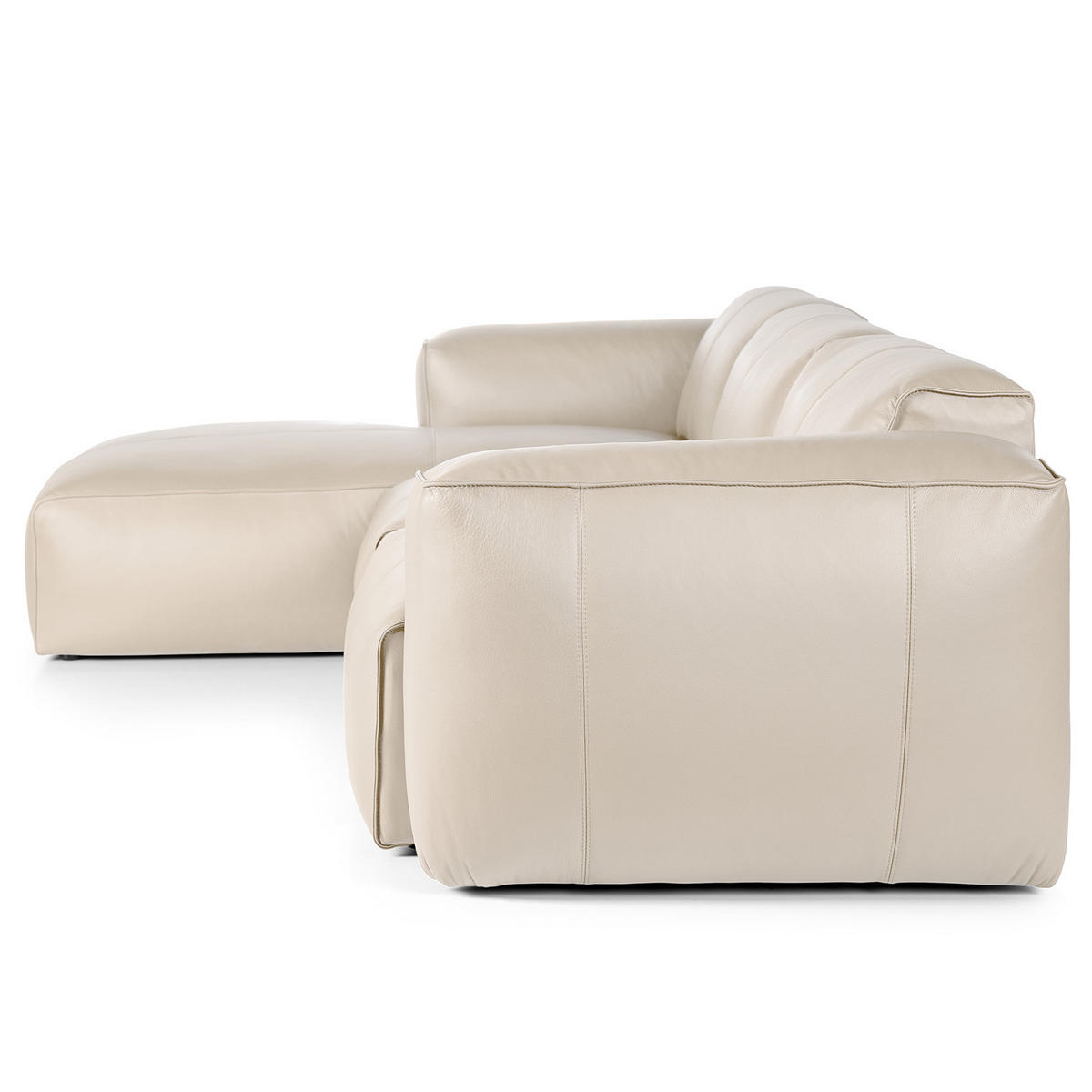 3-SITZER ECKSOFA mit Longchair - Hellgrau/Schwarz, Leder/Kunststoff (284/173cm) - home24