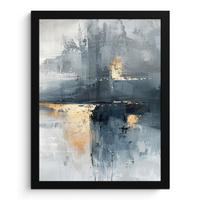 GERAHMTES BILD Kunst - Grau - Gold - Abstrakt 30x40 cm - Dunkelgrau, Papier (30/40cm) - MuchoWow