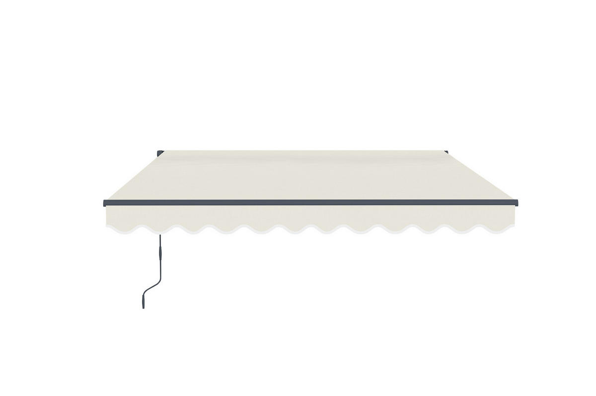 EINTEILIGE MARKISE Vecchio Beige 3m x 2,5m - Premium-Leinwand 320g/m² - Beige, Metall (295/270/250cm) - Cazeboo