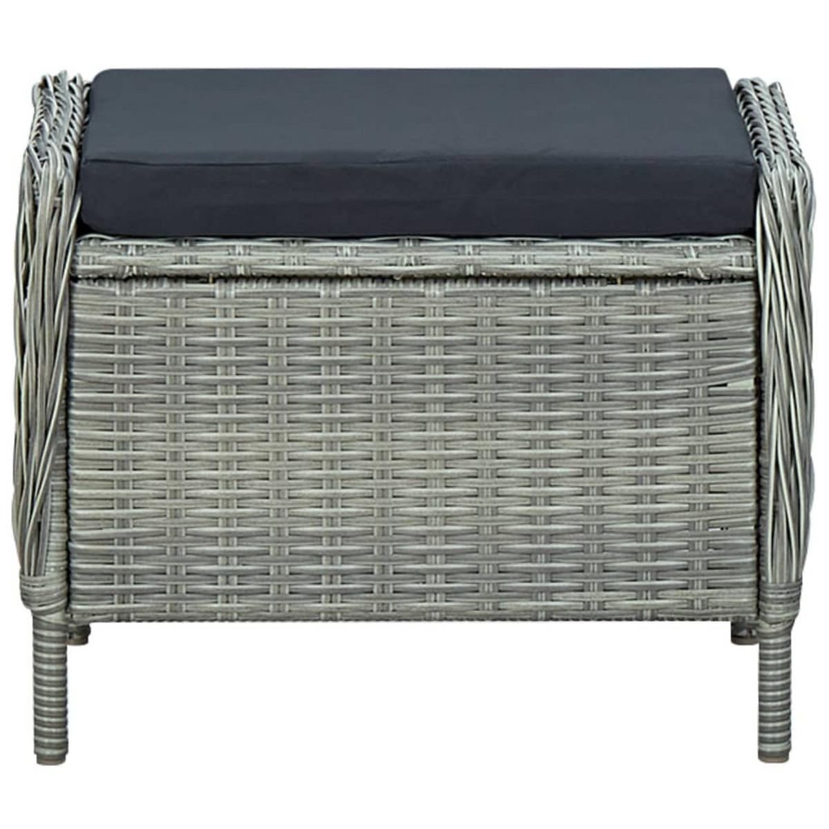 GARTENSESSEL mit verstellbarer Rückenlehne und Fußhocker, 57/88/100 cm, aus Poly Rattan, Hellgrau - Hellgrau, Naturmaterialien/Textil (88/100/57cm) - vidaXL