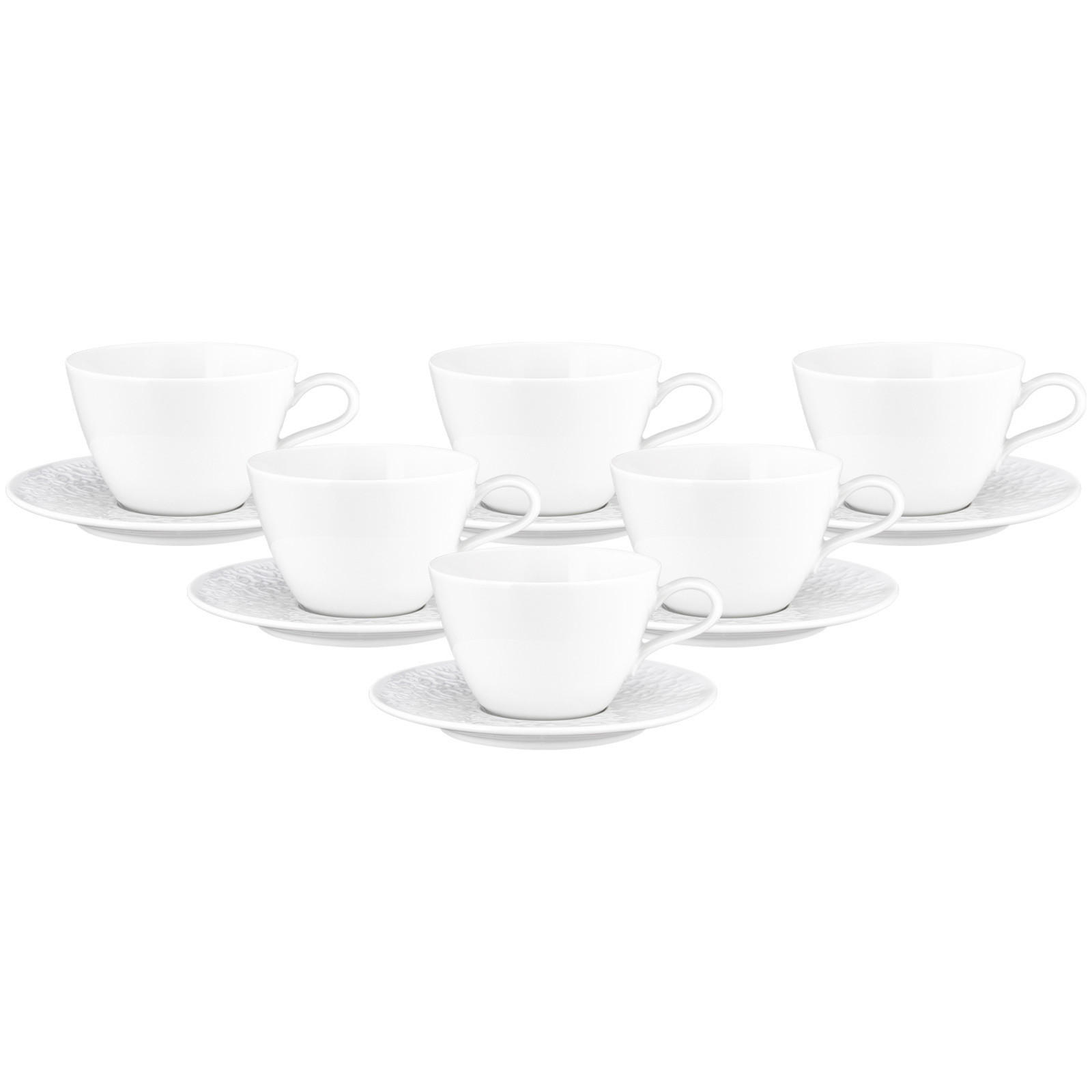 MILCHKAFFEETASSEN MIT UNTERTASSEN Nori Home weiß 370 ml 6er Set - Weiß, Keramik (16.6/9/16.6cm) - Seltmann Weiden