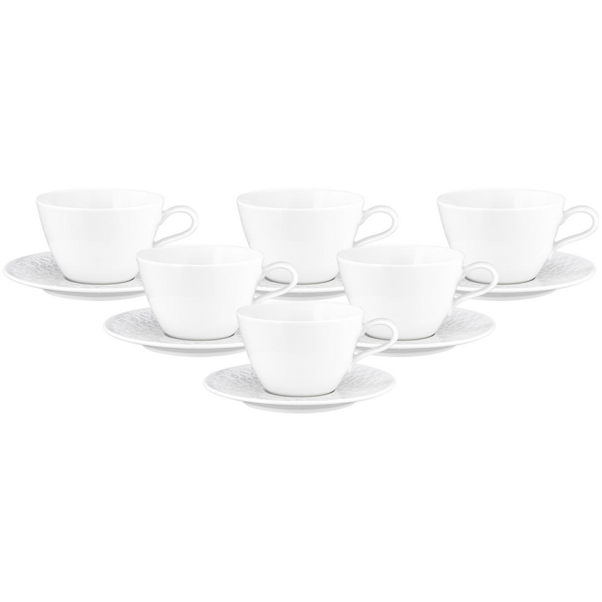 MILCHKAFFEETASSEN MIT UNTERTASSEN Nori Home weiß 370 ml 6er Set - Weiß, Keramik (16.6/9/16.6cm) - Seltmann Weiden