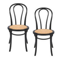 ESSZIMMERSTÜHLE HARTHOLZ schwarze oberfläche rattan 2er set 55/88/55 cm - Schwarz, Holz (55/88/48cm) - Signature