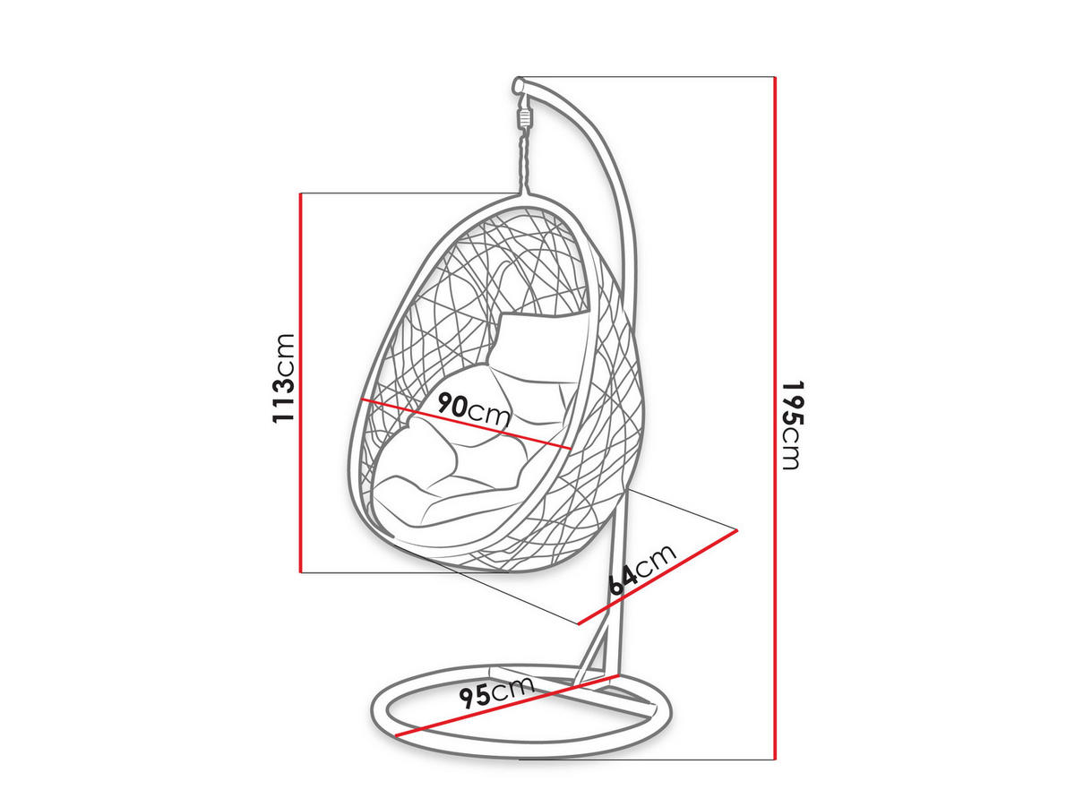 HÄNGESESSEL Fogo - Grau, Metall (90/195/95cm) - MIRJAN24
