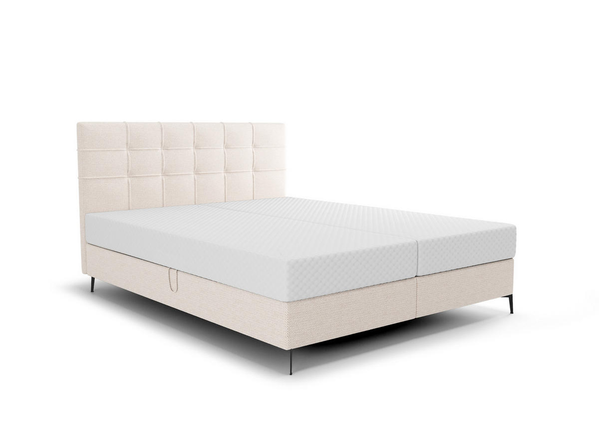 BOXBETT INAO 140x200 mit Matratze H3, Bonell und Topper ARAGON 03 - Beige, Textil (140/200cm) - Bedante