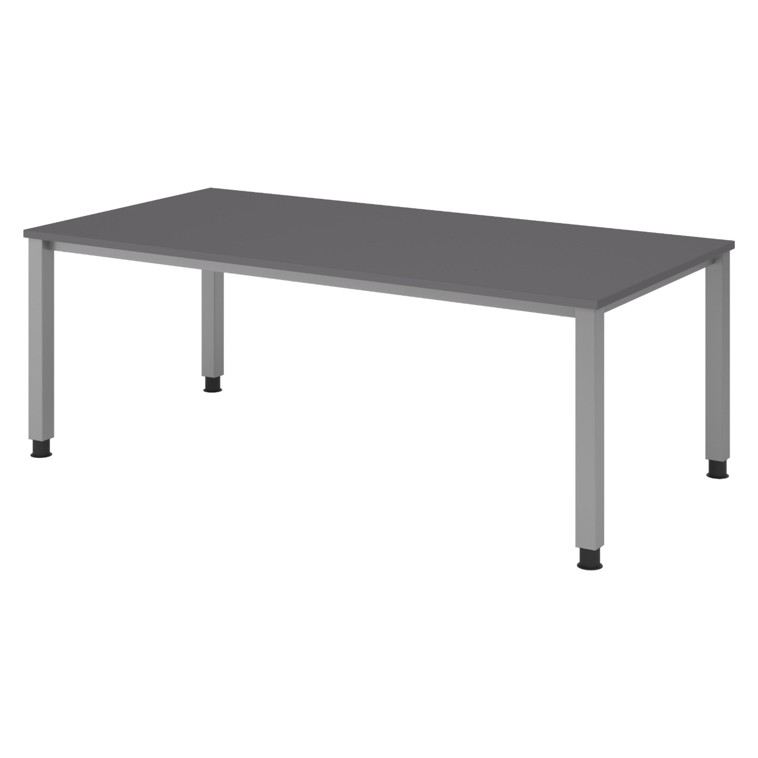 SCHREIBTISCH Serie-Q Gestell: Silber 100/200/74 cm in Graphitfarben - Graphitfarben, Holzwerkstoff (100/200/74cm) - bümö