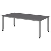 SCHREIBTISCH Serie-Q Gestell: Silber 100/200/74 cm in Graphitfarben - Graphitfarben, Holzwerkstoff (100/200/74cm) - bümö