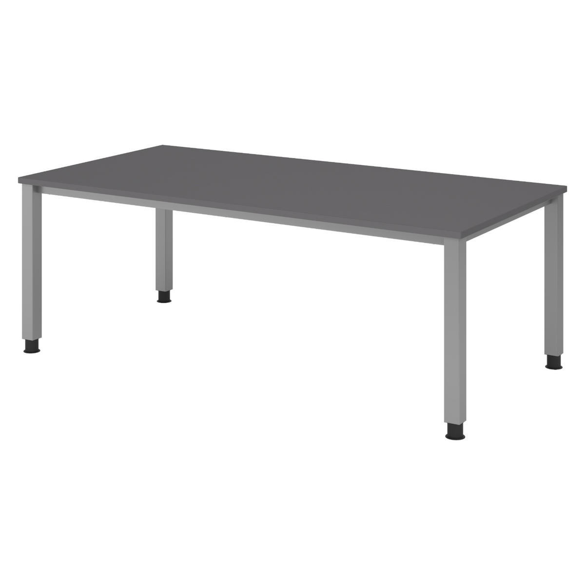SCHREIBTISCH Serie-Q Gestell: Silber 100/200/74 cm in Graphitfarben - Graphitfarben, Holzwerkstoff (100/200/74cm) - bümö