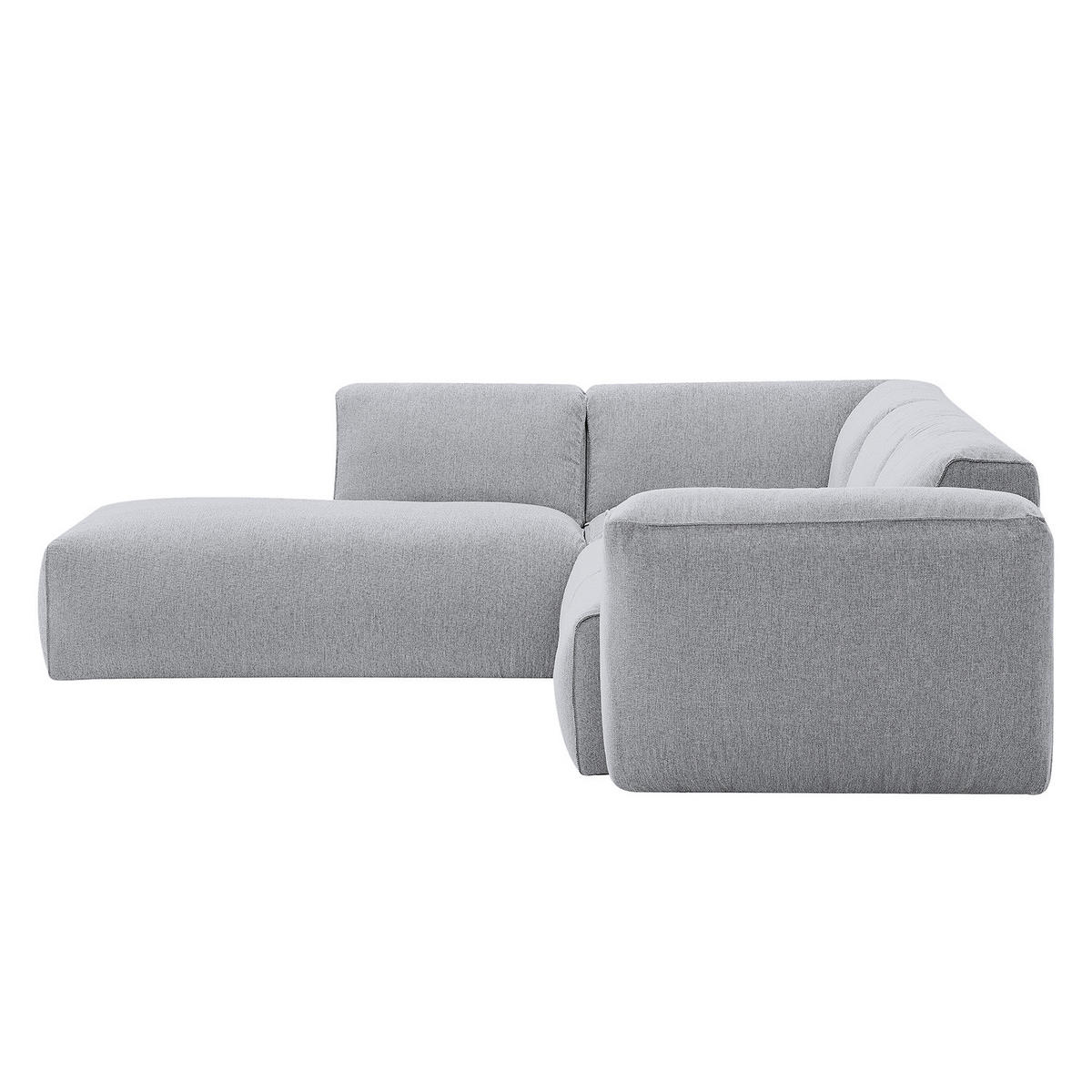 3-SITZER ECKSOFA mit Recamiere - Hellgrau/Schwarz, Kunststoff/Textil (295/231cm) - home24