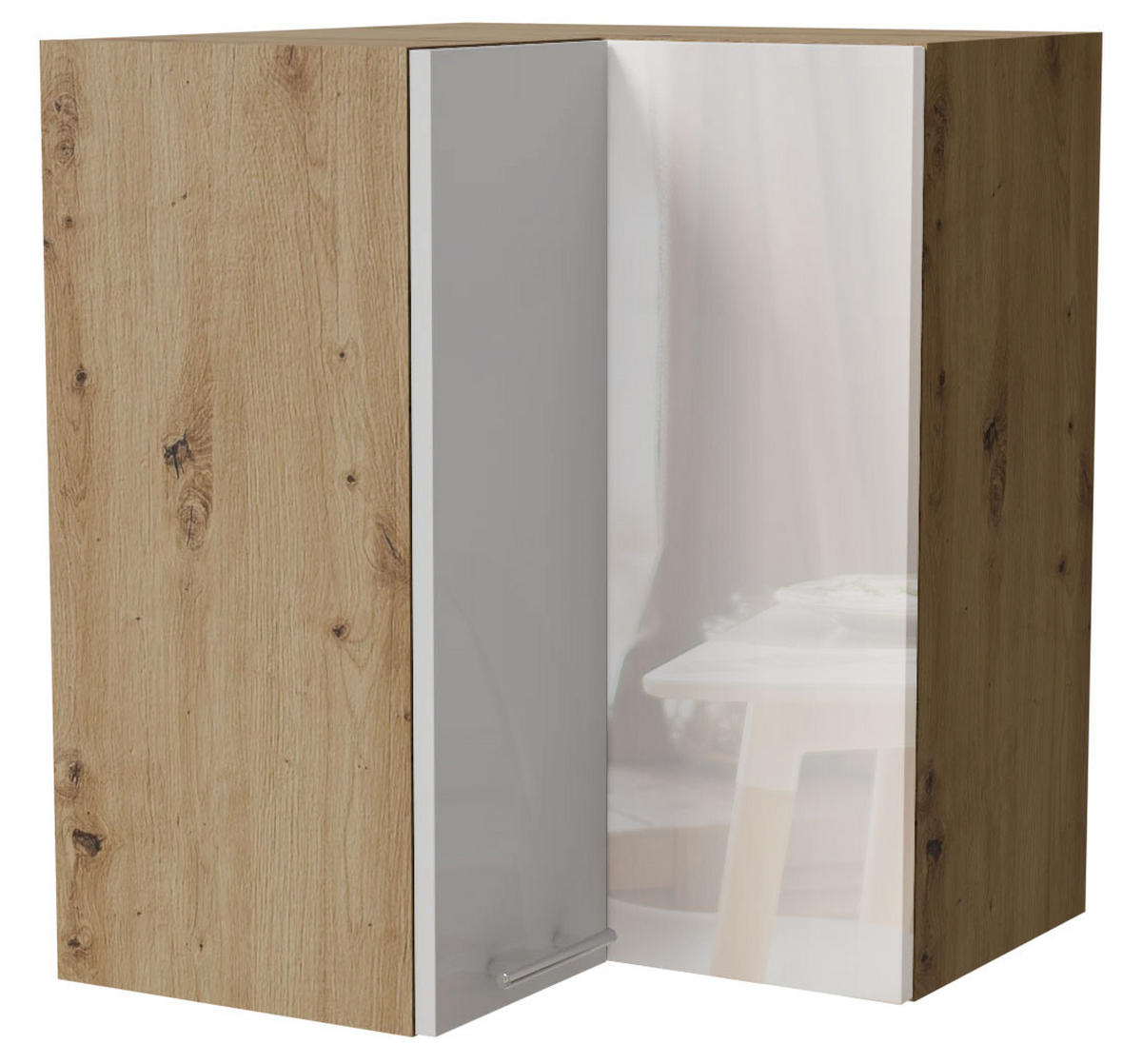 ECKHÄNGESCHRANK Essen W12/60 Weiß Hochglanz / Eiche Artisan Matt 60 / 60 / 72cm - Weiß Hochglanz/Eiche Artisan, Holz/Holzwerkstoff (60/72/60cm) - Feldmann-Wohnen