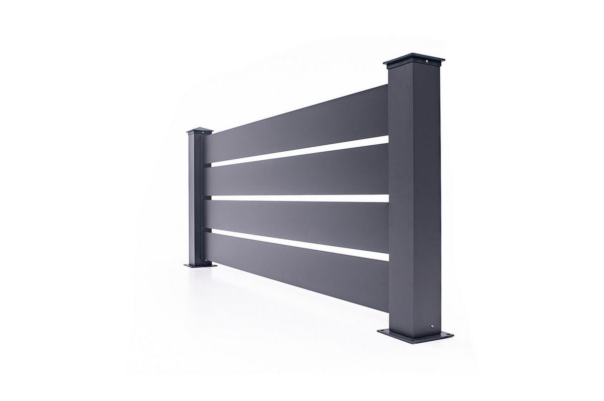 VORGARTENZAUN 3er-Set Vogel grau 1,9m H.80cm aluminium - Grau, Metall (567/80cm) - Casanoov