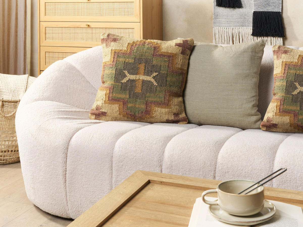 DEKOKISSEN 2er-Set Dunkelgrün 45/45 cm Pulicat - Dunkelgrün, Naturmaterialien (45/45cm) - Beliani