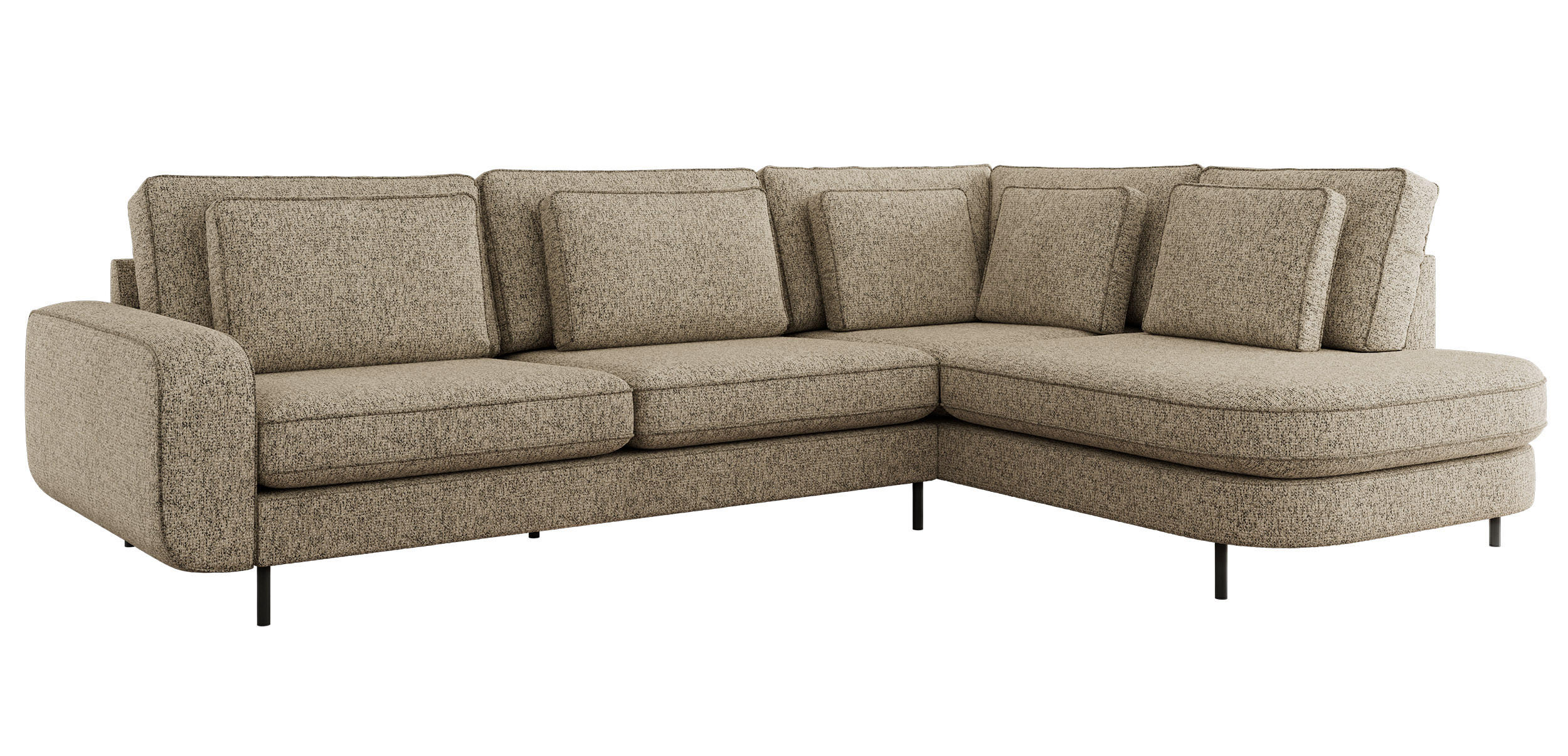 ROHOVÁ SEDAČKA CALENO L - Béžová Strukturovaná látka - Levá Strana - kapučínová/černá, kov/textil (317/225cm) - MKS