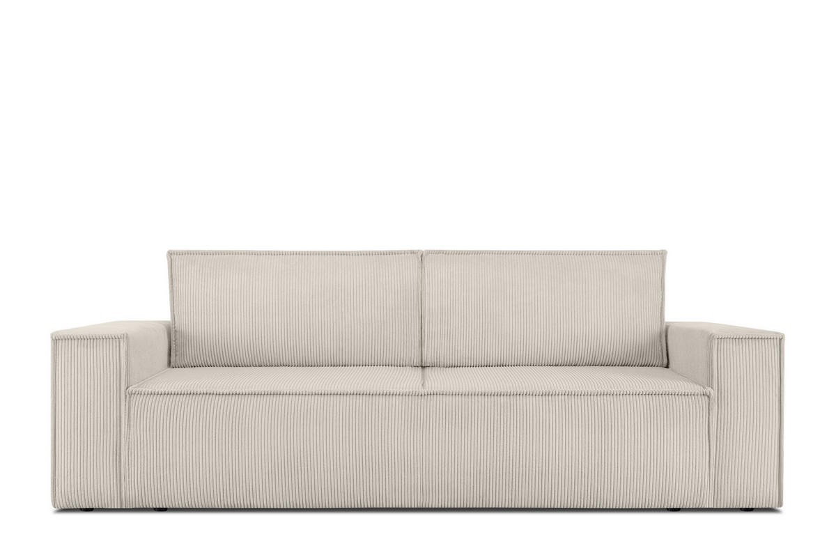 3-SITZER-SCHLAFSOFA NAPI in Pet Friendly Cord-Stoff, cremig - Creme/Schwarz, Textil (244/89/101cm) - KONSIMO®