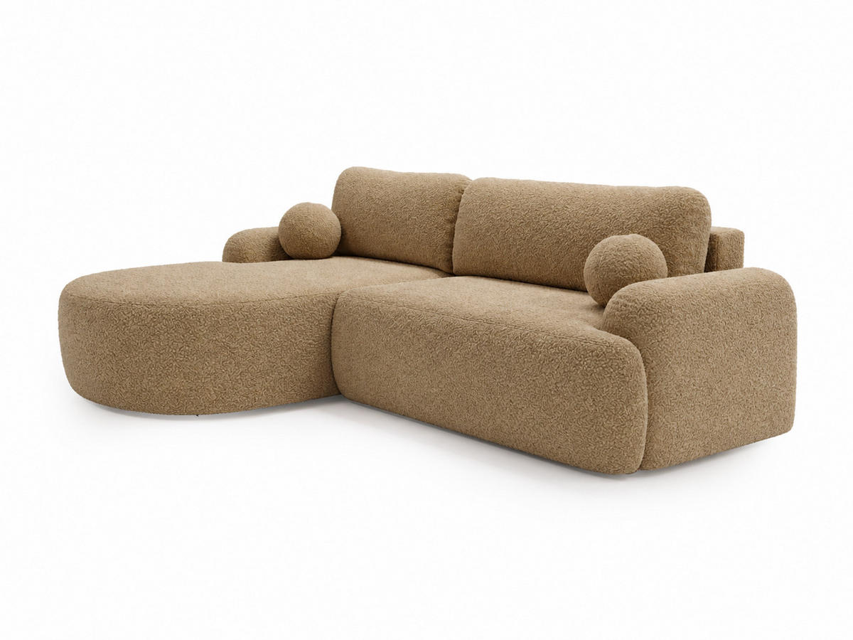ECKSOFA Aurio Hellbraun Links - Hellbraun, Holz/Textil (177/261cm) - Graingold