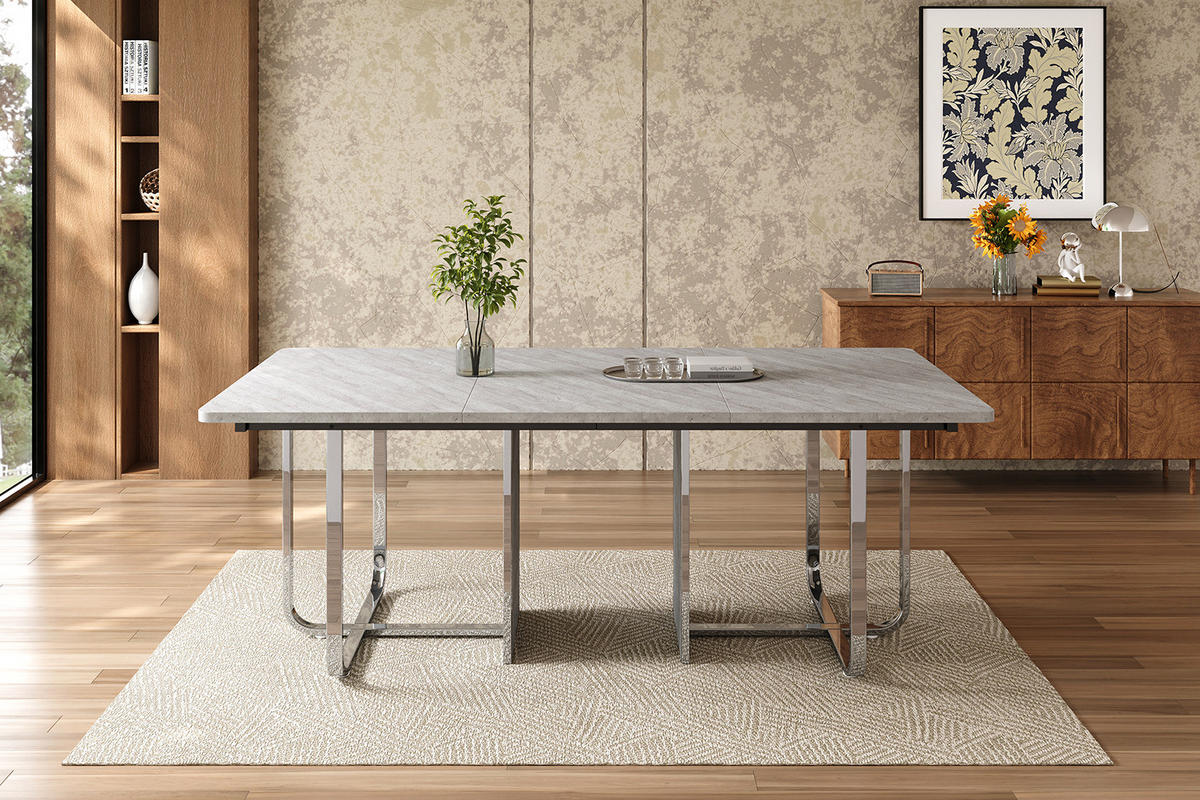 ESSTISCH 180/75/80 cm Grau aus MDF und Metall mit Metallbeinen - Grau, Holzwerkstoff (180/80/75cm) - OKMYHOME