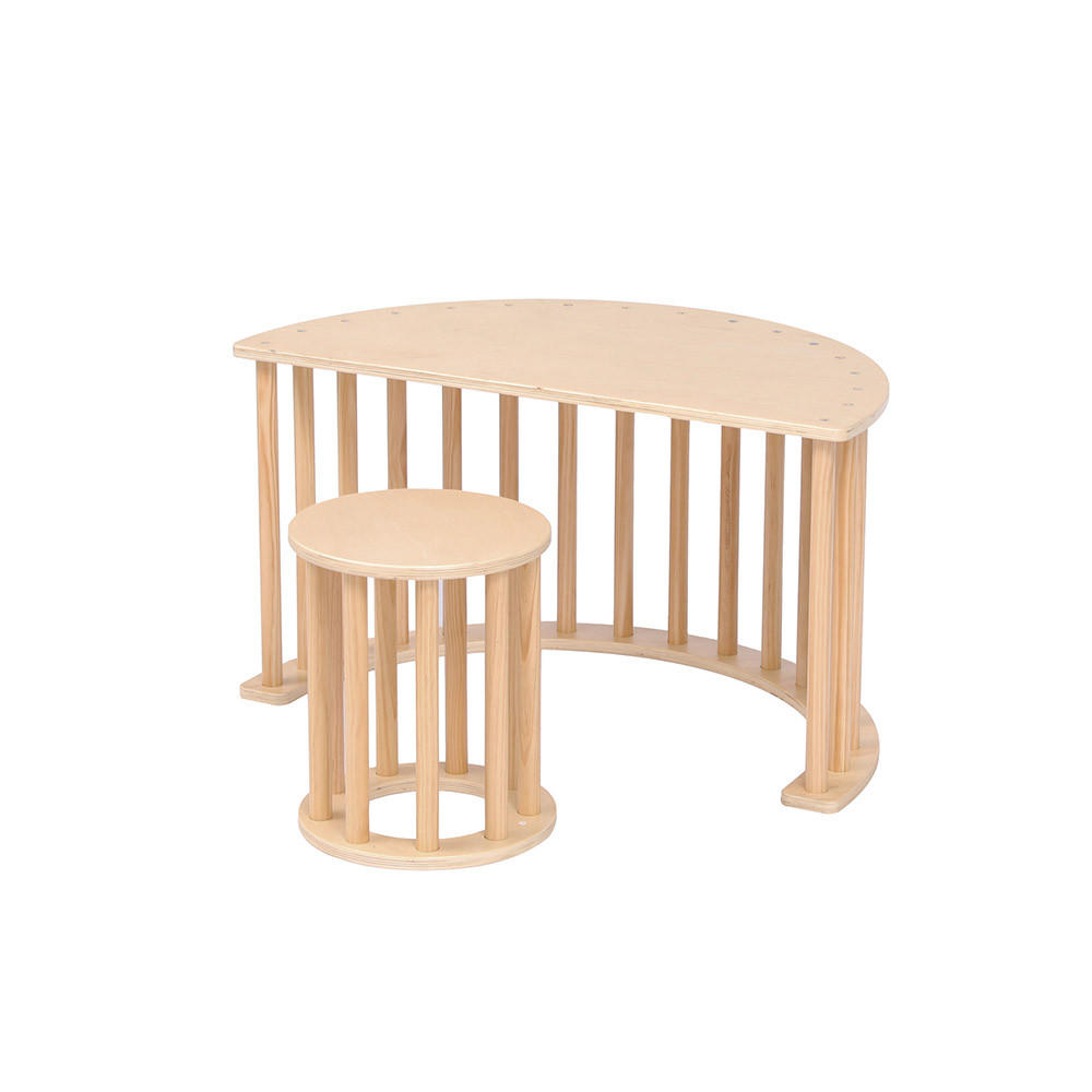 KINDERWIPPE NALAN - Holzfarben, Kinderwippe mit Hocker und Auflage - Naturfarben, Holz (50/50/90cm)