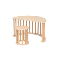 KINDERWIPPE NALAN - Holzfarben, Kinderwippe mit Hocker und Auflage - Naturfarben, Holz (50/50/90cm)